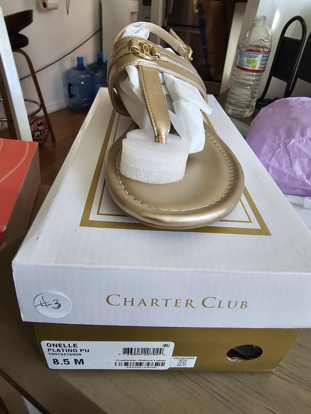 Charter Club Onelle Metallic Gold Thong Sandals - 8.5M